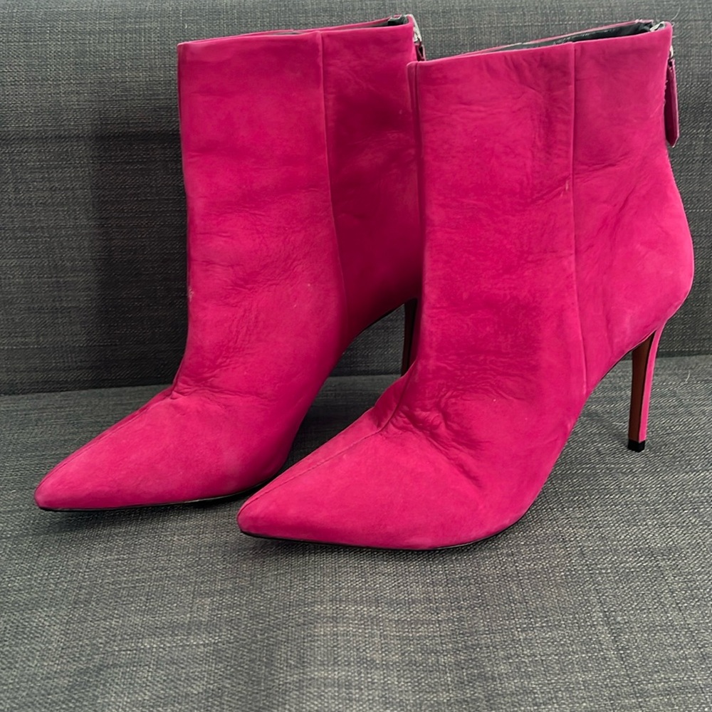 SCHUTZ Michela True Pink Suede Bootie